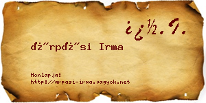 Árpási Irma névjegykártya