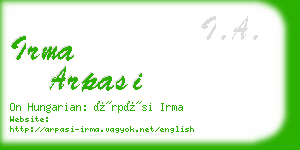 irma arpasi business card